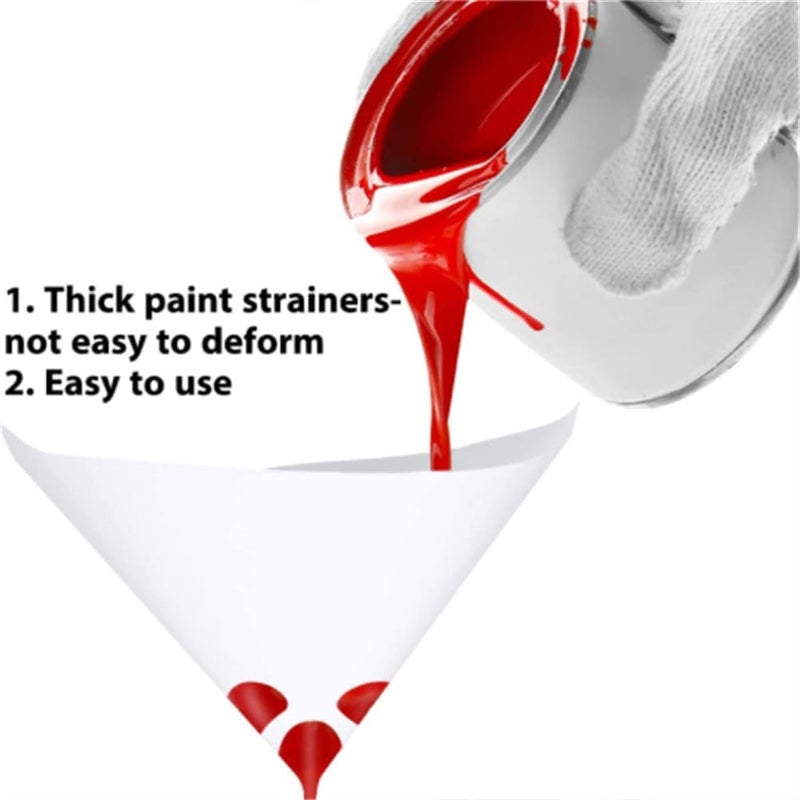 EYAKEG 50 Pack of Paint Strainers, Paint Filter Strainer Paper Cone - 190 Micron Ultra-Flow Blue Fine Mesh for Automotive Paint Spray Guns, Resin, Whitee - Image 4